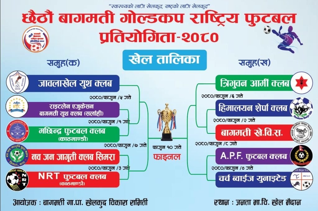 छैठौ बागमती गोल्डकपको खेल तालिका सार्बजनिक बिजेतालाई १० लाख